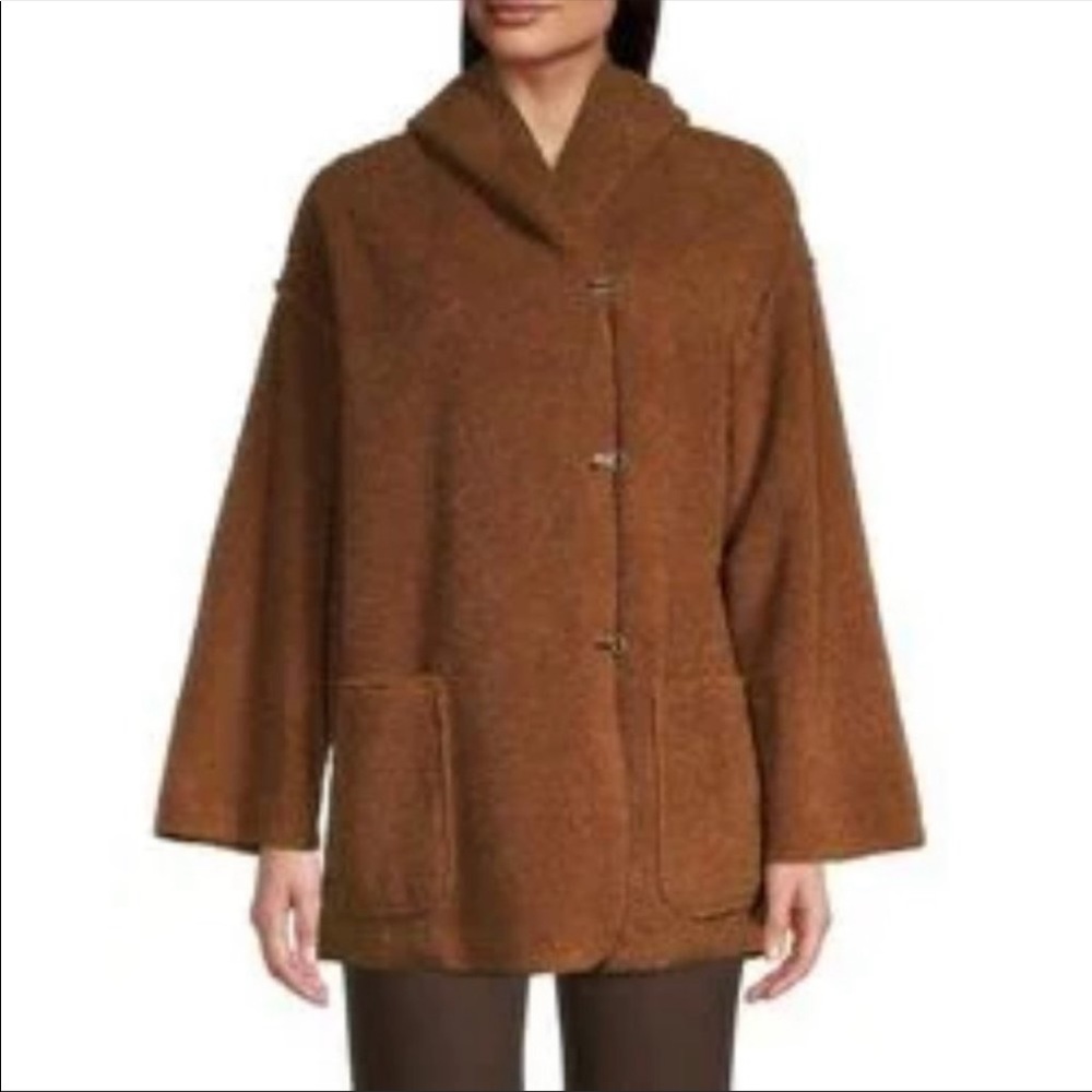 NWOT Max Studio Hooded Faux Shearling Knit Jacket/Teddy Coat - Picture 9 of 16